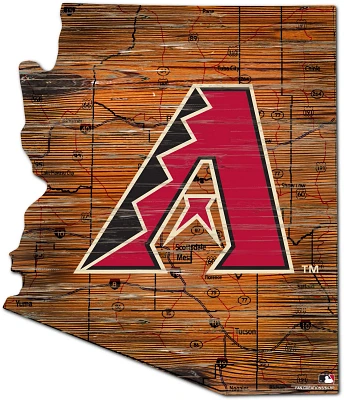 Fan Creations Arizona Diamondbacks Logo Distressed State Sign                                                                   