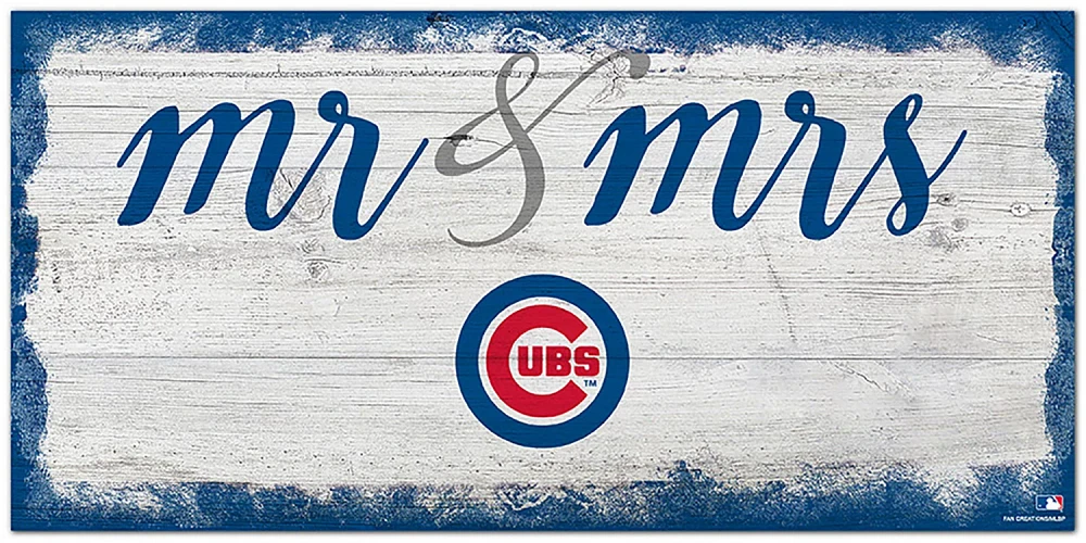 Fan Creations Chicago Cubs Script Mr & Mrs 6x12 Sign                                                                            