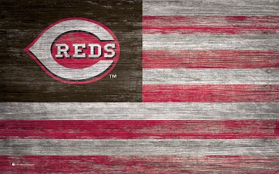 Fan Creations Cincinnati Reds 11 in x 19 in Distressed Flag Sign                                                                