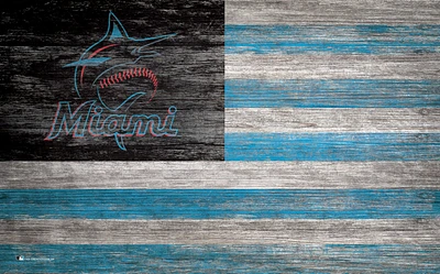 Fan Creations Miami Marlins 11 in x 19 in Distressed Flag Sign                                                                  