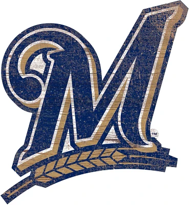 Fan Creations Milwaukee Brewers Distressed Logo Cutout Sign                                                                     