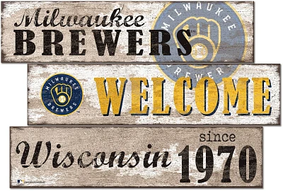 Fan Creations Milwaukee Brewers Welcome 3 Plank Decor                                                                           