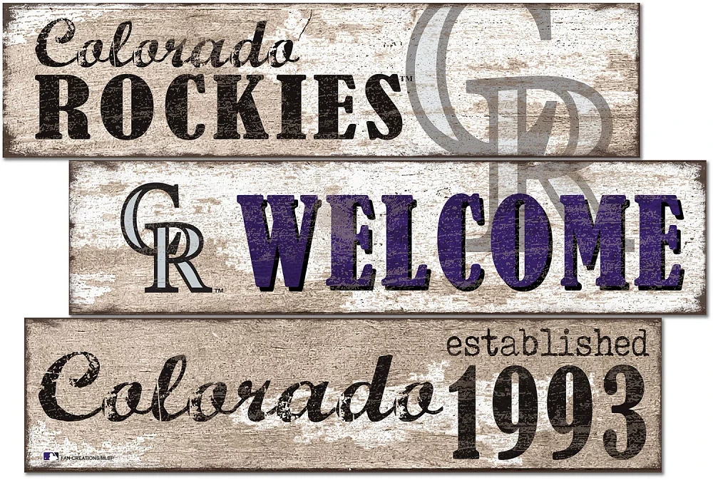 Fan Creations Colorado Rockies Welcome 3 Plank Decor                                                                            