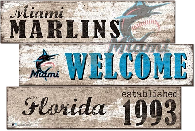 Fan Creations Miami Marlins Welcome 3 Plank Decor                                                                               