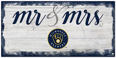 Fan Creations Milwaukee Brewers Script Mr & Mrs 6x12 Sign                                                                       