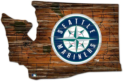 Fan Creations Seattle Mariners Logo Distressed State Sign                                                                       