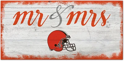 Fan Creations Cleveland Browns Script Mr and Mrs 6x12 Sign                                                                      