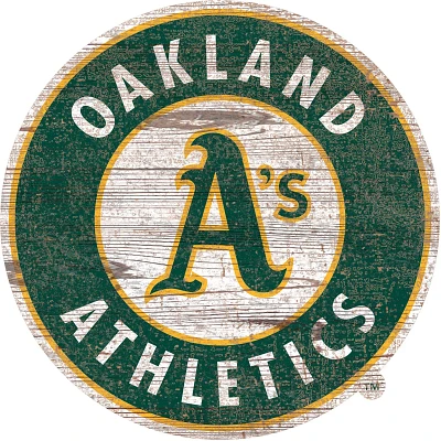 Fan Creations Oakland Athletics Distressed Logo Cutout Sign                                                                     