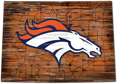 Fan Creations Denver Broncos Logo Distressed State Sign                                                                         