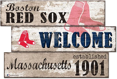 Fan Creations Boston Red Sox Welcome 3 Plank Decor                                                                              