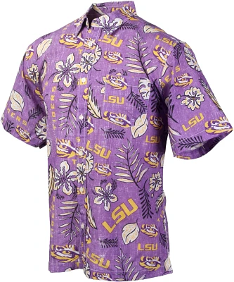 Wes and Willy Men's Louisiana State University Vintage Floral Button Down Shirt                                                 