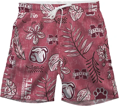 Wes and Willy Men’s Mississippi State University Vintage Floral Swim Trunks                                                   