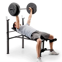 Marcy Standard Adjustable Bench with 80 lb Weight Set and Leg Developer                                                         