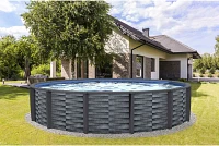 Blue Wave Affinity 18 ft Round Resin Top Rail Swimming Pool Package                                                             