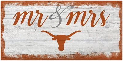 Fan Creations University of Texas Script Mr. and Mrs. 6 in x 12 in Sign                                                         