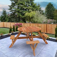 Jack & June Redwood Circular Picnic Table                                                                                       