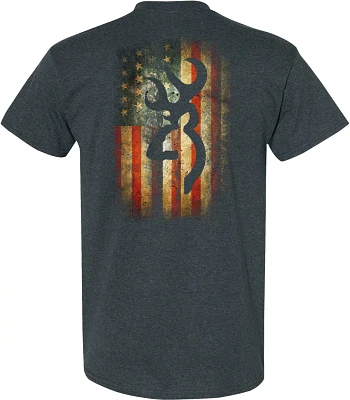 Browning Men's Distressed Rustic Flag Graphic Short Sleeve T-shirt