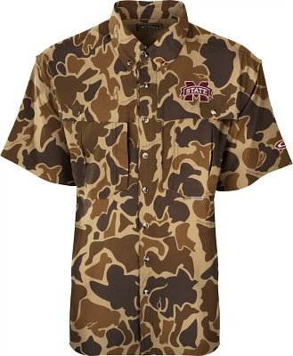 Drake Men's Mississippi State University Old School Camo Flyweight Wingshooter Button Down Shirt