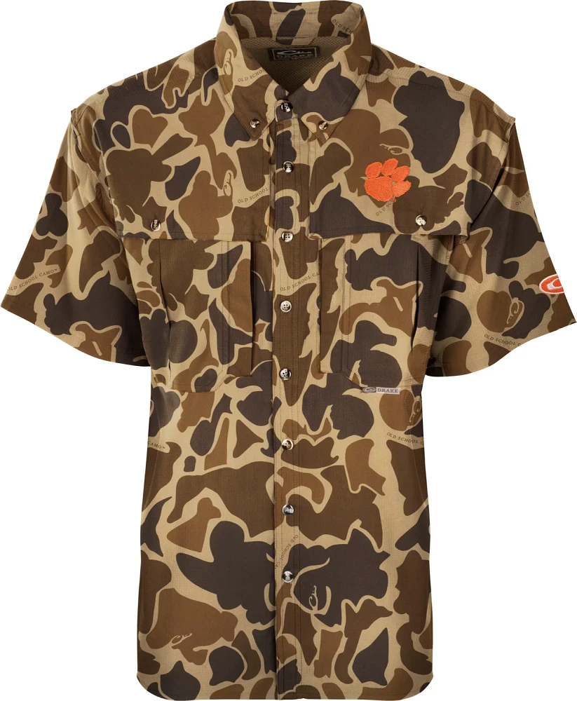 Drake Men's Clemson Old School Camo Flyweight Wingshooter T-shirt