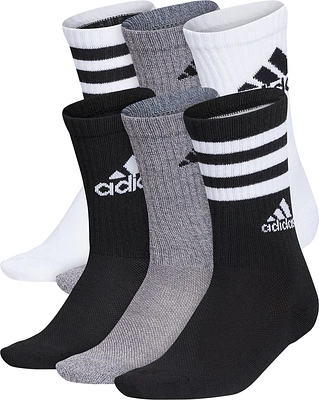 adidas Youth Cushion Mixed Crew Socks 6 Pack                                                                                    