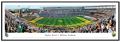 Blakeway Worldwide Panoramas Baylor University Football End Zone Single Mat Standard Framed Panoramic Print                     