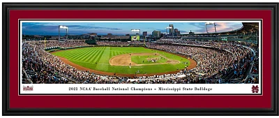 Blakeway Worldwide Panoramas Mississippi State University Baseball 2021 Champions Double Mat Deluxe Framed Panoramic Print      