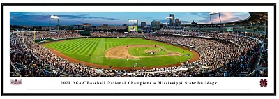 Blakeway Worldwide Panoramas Mississippi State University Baseball 2021 Champions Standard Framed Panoramic Print               