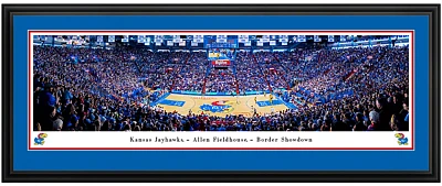 Blakeway Worldwide Panoramas University of Kansas Basketball Double Mat Deluxe Framed Panoramic Print                           