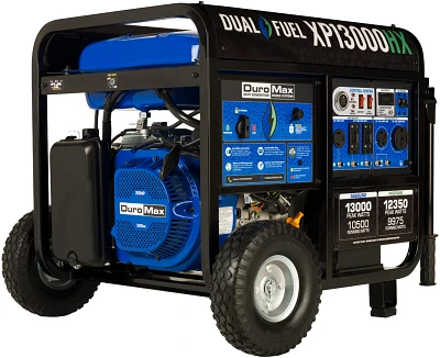 DuroMax 13,000 W 500cc Dual Fuel Portable HX Generator with CO Alert                                                            