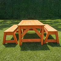 Sportspower Kids Wooden Picnic Table with Separated Bench                                                                       