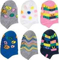 BCG Girls’ Multi Smiley Faces No Show Socks 6 Pack                                                                            