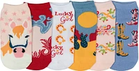 BCG Girls’ Lucky Horse Cowgirl No Show Socks 6 Pack                                                                           