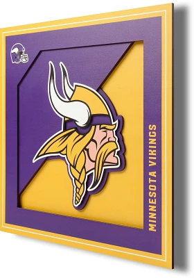 YouTheFan Minnesota Vikings 3-D Logo Series 12 in x 12 in Wall Art                                                              