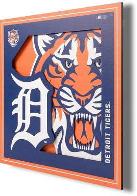 YouTheFan Detroit Tigers 3-D Logo Series 12 in x 12 in Wall Art                                                                 