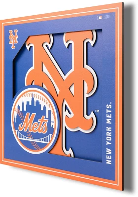 YouTheFan New York Mets 3-D Logo Series 12 in x 12 in Wall Art                                                                  