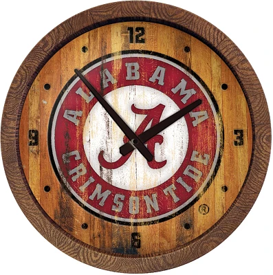 The Fan-Brand University of Alabama School Seal Weathered Faux Barrel Top Clock                                                 