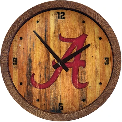 The Fan-Brand University of Alabama Weathered Faux Barrel Top Clock                                                             