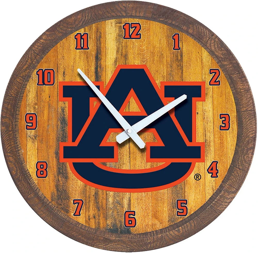 The Fan-Brand Auburn University Logo Faux Barrel Top Clock                                                                      