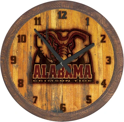 The Fan-Brand University of Alabama AL Logo Branded Faux Barrel Top Clock                                                       