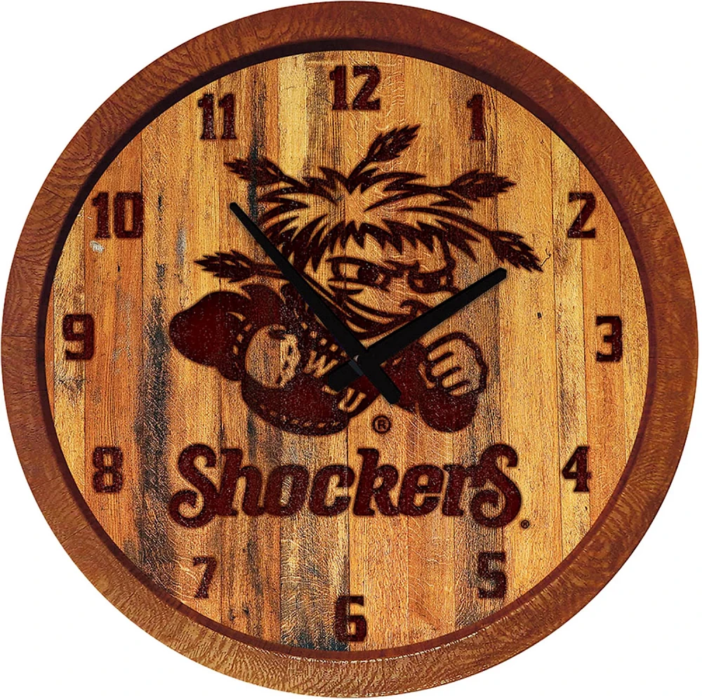 The Fan-Brand Wichita State University Branded Faux Barrel Top Clock                                                            