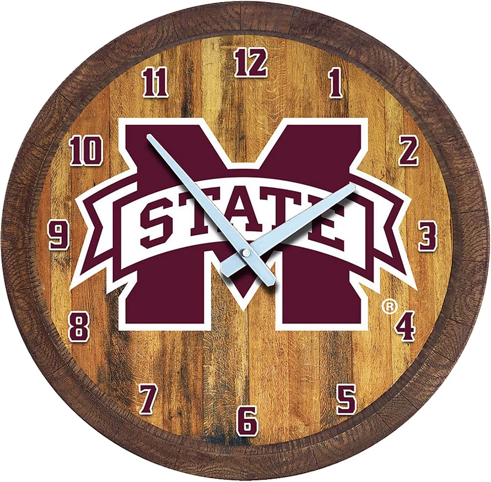 The Fan-Brand Mississippi State University Faux Barrel Top Clock                                                                