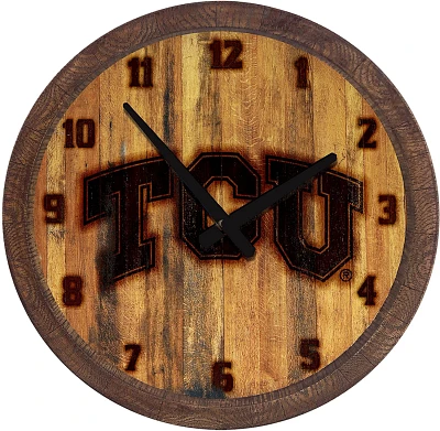 The Fan-Brand Texas Christian University Branded Faux Barrel Top Clock                                                          
