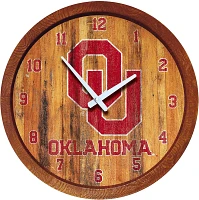 The Fan-Brand University of Oklahoma Weathered Faux Barrel Top Clock                                                            