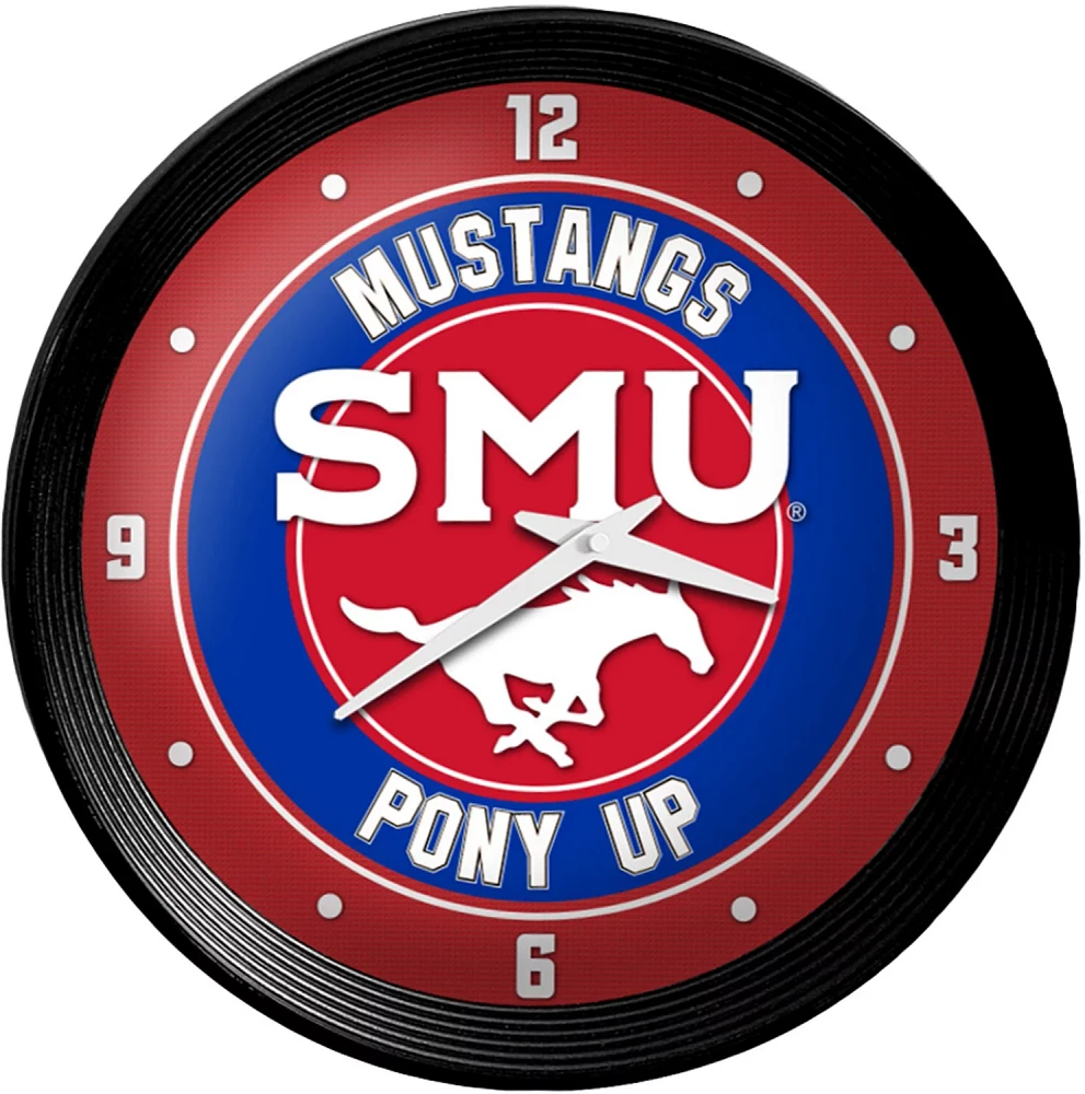 The Fan-Brand Southern Methodist University PONY UP Ribbed Wall Clock                                                           