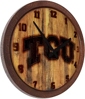 The Fan-Brand Texas Christian University Branded Faux Barrel Top Clock                                                          