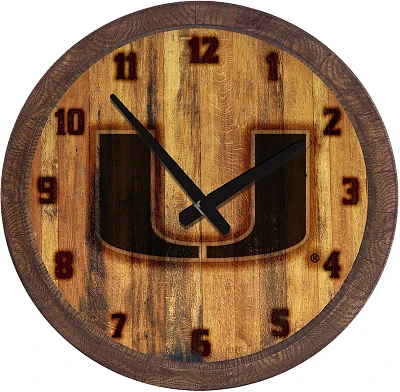 The Fan-Brand University of Miami Branded Faux Barrel Top Clock                                                                 