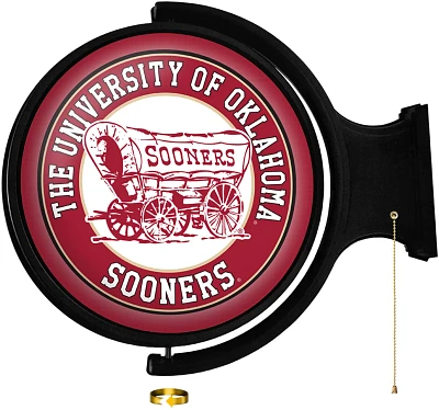 The Fan-Brand University of Oklahoma Schooner Round Rotating Lighted Sign                                                       