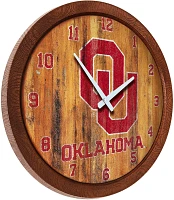 The Fan-Brand University of Oklahoma Weathered Faux Barrel Top Clock                                                            