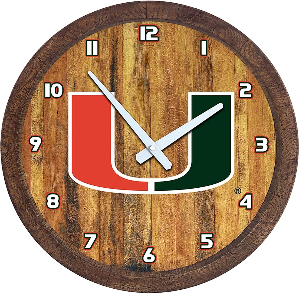 The Fan-Brand University of Miami Faux Barrel Top Clock                                                                         