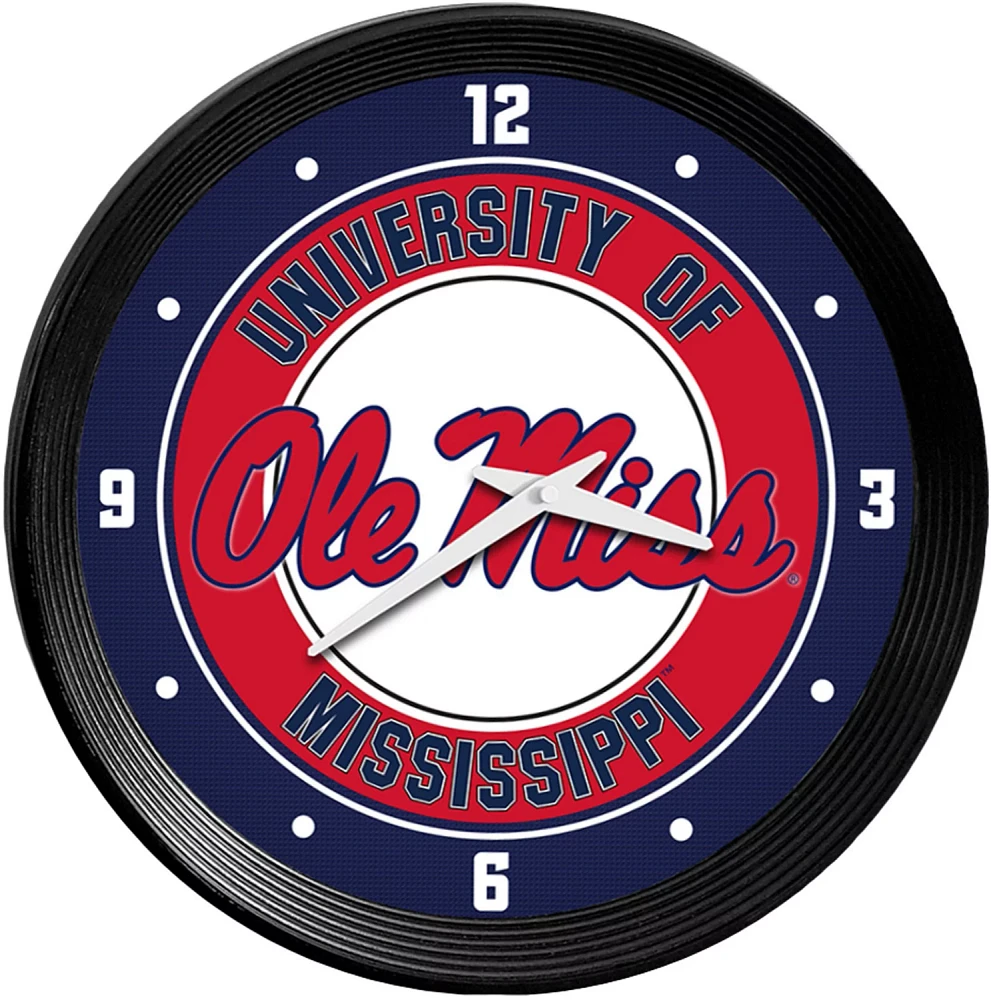 The Fan-Brand University of Mississippi Ribbed Wall Clock                                                                       